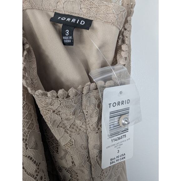 NWT Torrid Stone Beige Lace & Chiffon Skater Dress - Picture 7 of 8